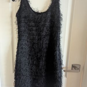 Adam Adam Lippes designer eyelash sweater dress sparkle 4 Black